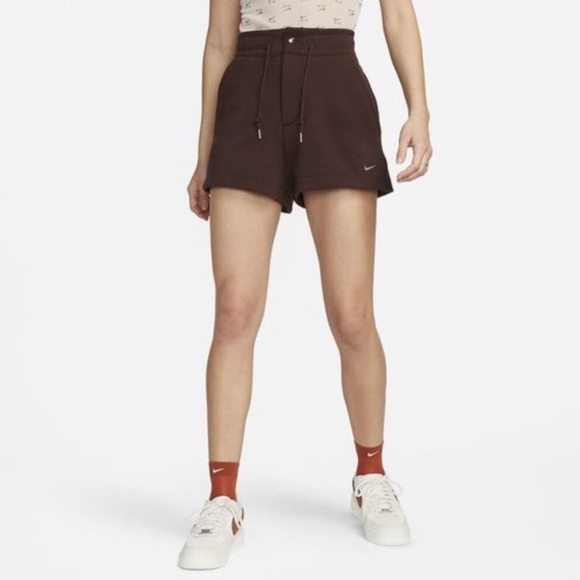 Nike Sportswear Modern Fleece French Terry Loose Shorts Earth Plum Eclipse Brown - Picture 1 of 10